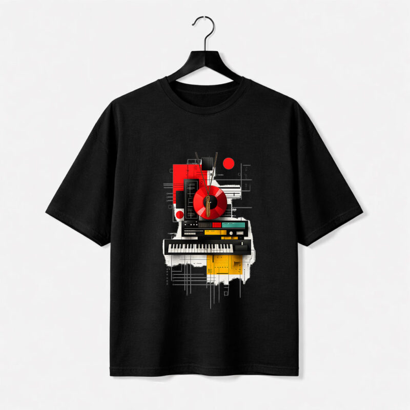 Retro Music Studio Graphic Drop Shoulder T-Shirt