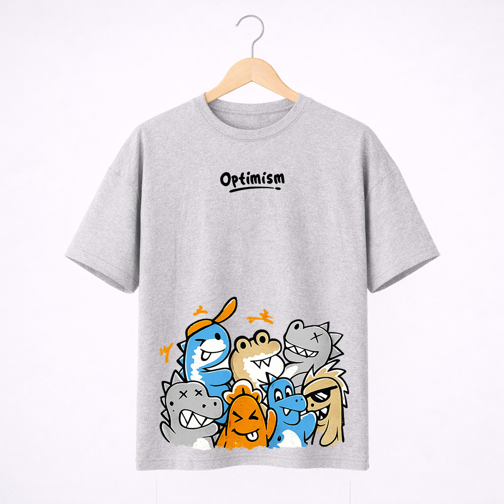 D-Grey-Front Optimism Graphic T-Shirt | Grey