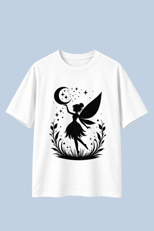 Fairy Moon Silhouette White