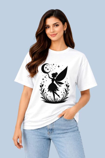 Fairy Moon Silhouette White