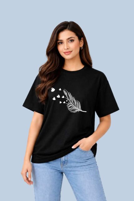 Feather Heart Black