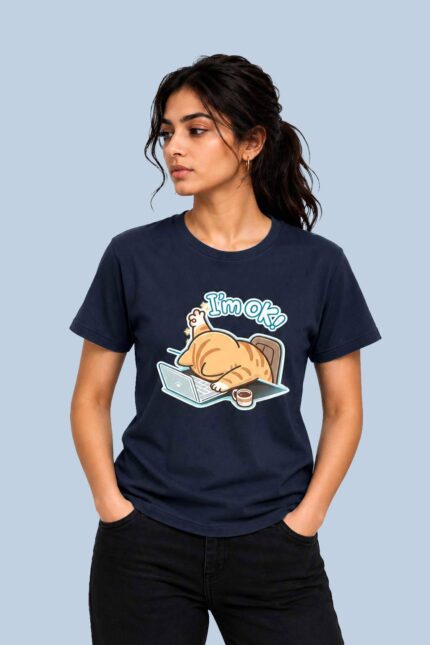 I’m OK Cat Laptop Navy