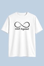 To Infinity and Beyond Matching Couple Drop Shoulder T-Shirt – White - Image 4