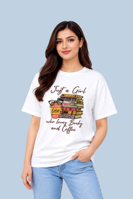 Just a Girl Who Loves Books and Coffee white