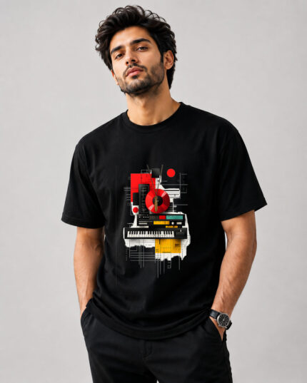 Retro Music Studio Graphic Drop Shoulder T-Shirt