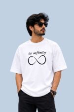 To Infinity and Beyond Matching Couple Drop Shoulder T-Shirt – White - Image 3