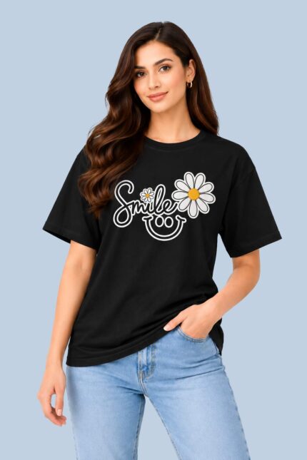 Smile Daisy – Graphic Tee (Black)