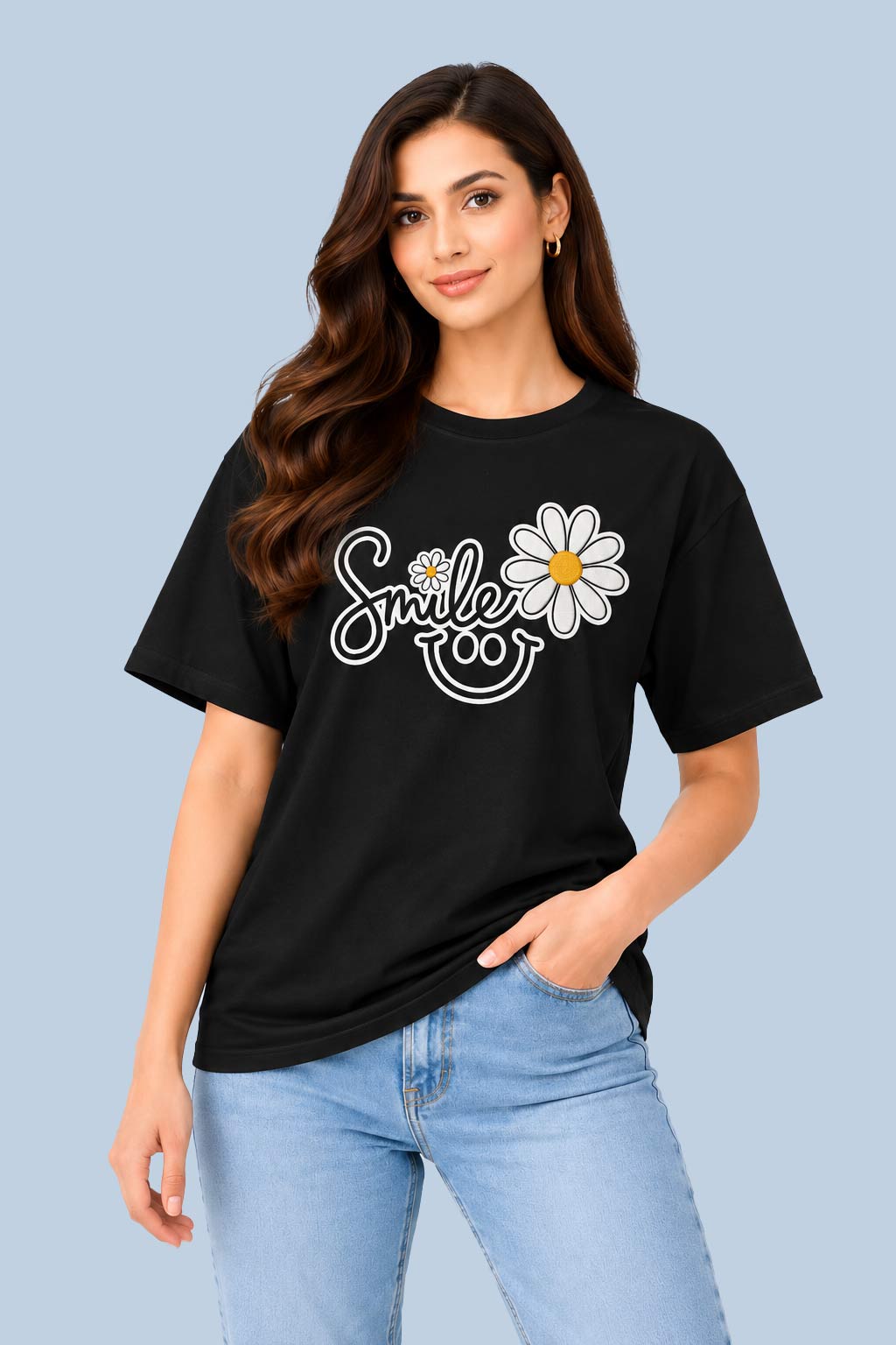 Smile Daisy – Graphic Tee (Black) Smile Daisy – Graphic Tee (Black)