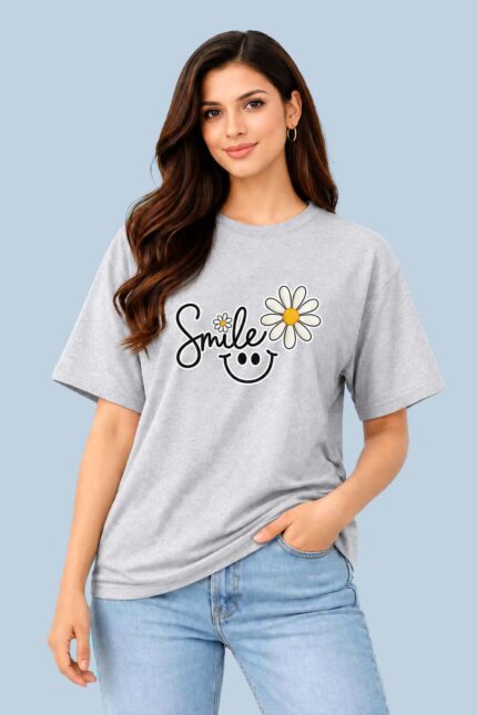 Smile Daisy – Graphic Tee (Grey)