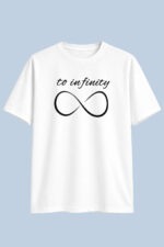 To Infinity and Beyond Matching Couple Drop Shoulder T-Shirt – White - Image 2