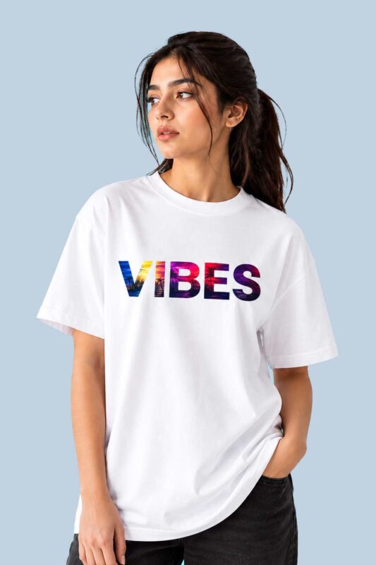 VIBES Graphic Oversized T-Shirt White