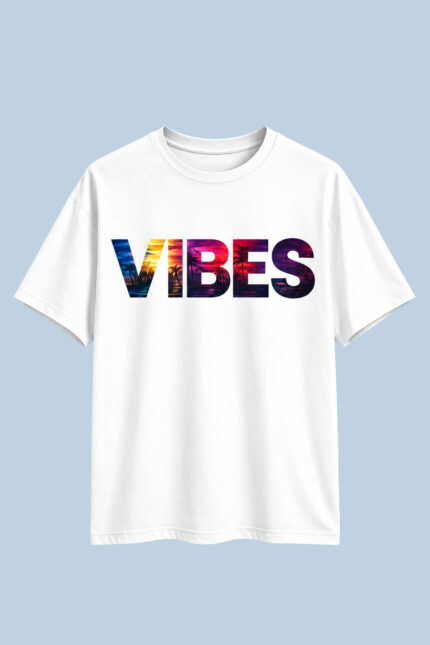 VIBES Graphic Oversized T-Shirt White