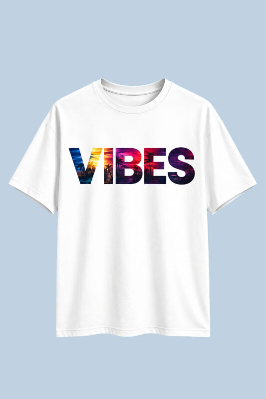 VIBES Graphic Oversized T-Shirt White