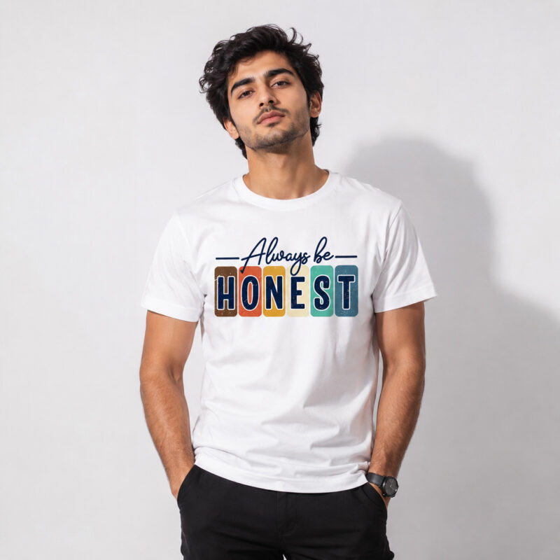 Always Be Honest White Regular Fit T-Shirt