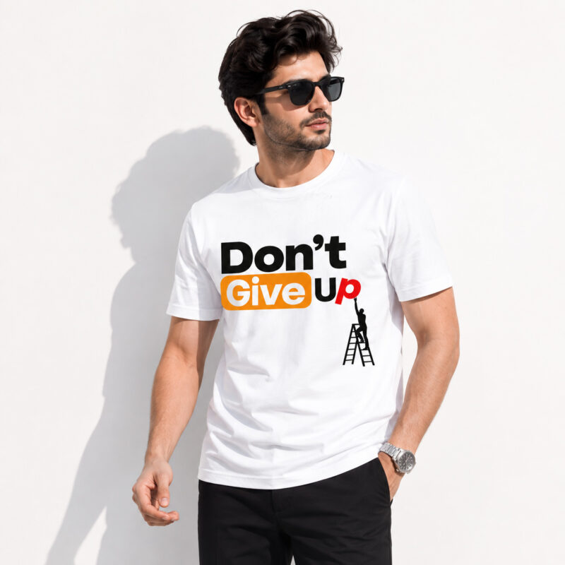 Don’t Give Up White Regular Fit T-Shirt