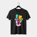 Abstract Face Art Black Regular Fit T-Shirt