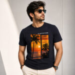 Sun Goes Down Navy Regular Fit T-Shirt